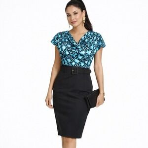 USA Vintage LOVE‎ TEASE by RAMPAGE Size 7 Belted Cowl Neck Animal Print Dress